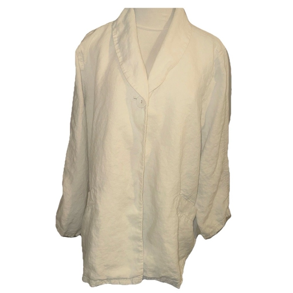 Eileen Fisher Irish Linen Beige Blazer Jacket 2X